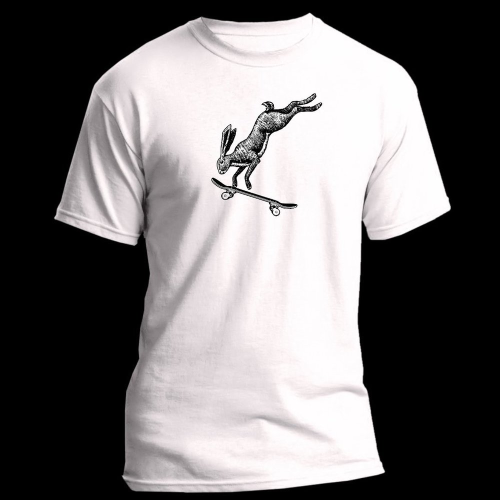 Rabbit on Skateboard T-Shirt from Vintage Modern